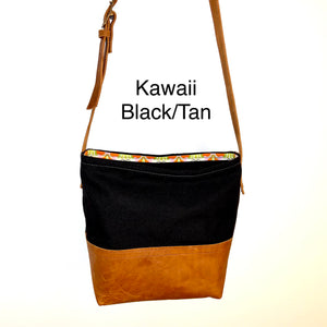 Kawaii Leather Canvas Handbag
