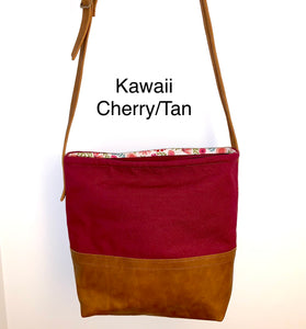 Kawaii Leather Canvas Handbag