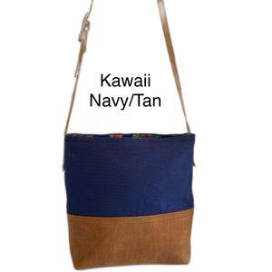 Kawaii Leather Canvas Handbag